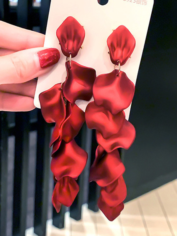 RED Stylish Tasseled Acrylic Earrings Accessories