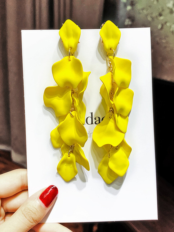 Yellow Stylish Tasseled Acrylic Earrings Accessories