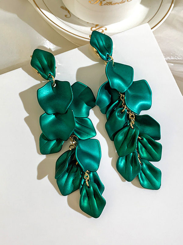 Green Stylish Tasseled Acrylic Earrings Accessories