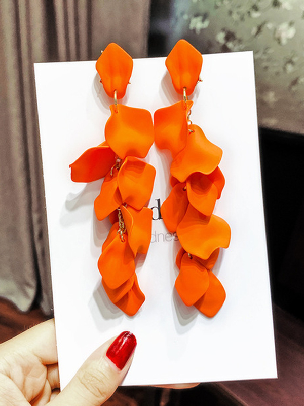 Orange Stylish Tasseled Acrylic Earrings Accessories