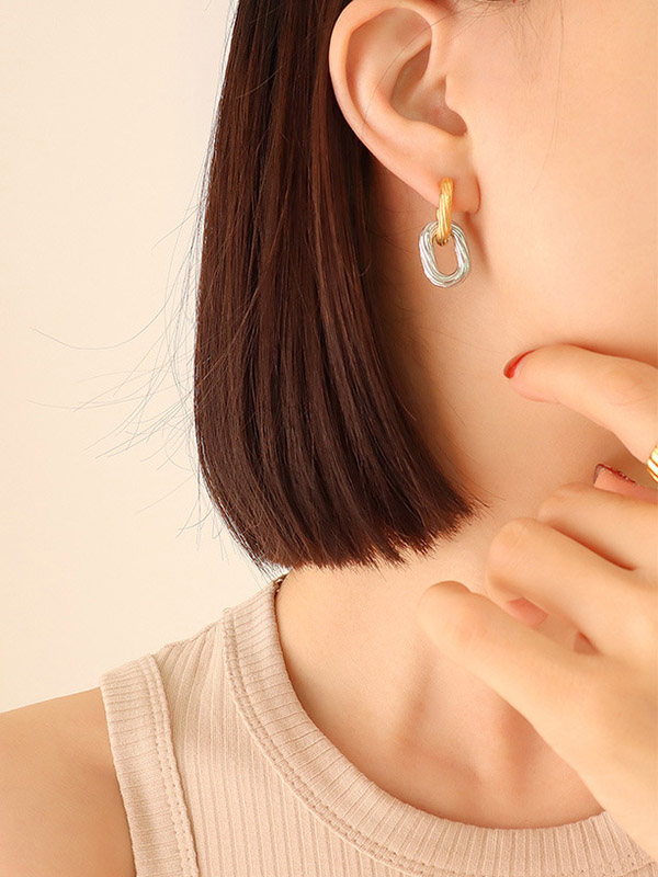 YELLOW Simple Normcore Geometric Earrings Accessories