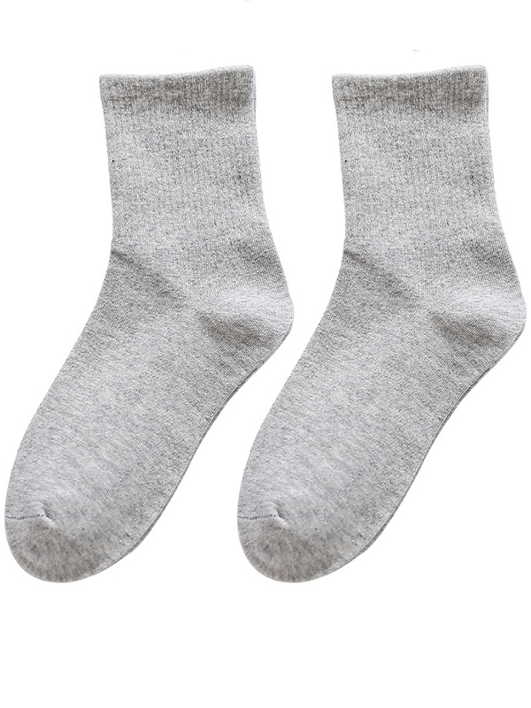 GRAY Solid Color Simple Cotton Socks