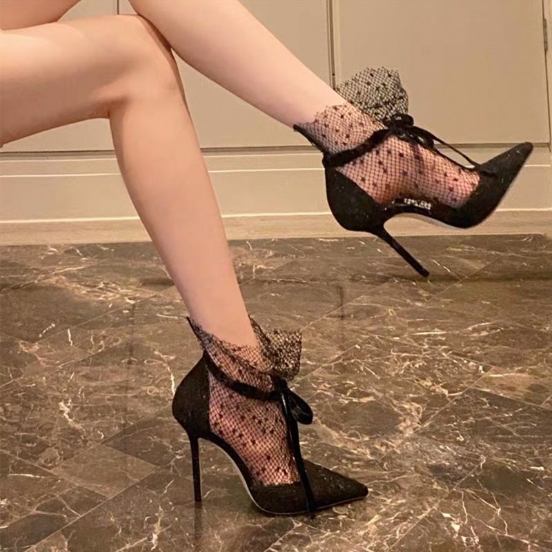 Bow Tie Lace Mesh Hollow Boots