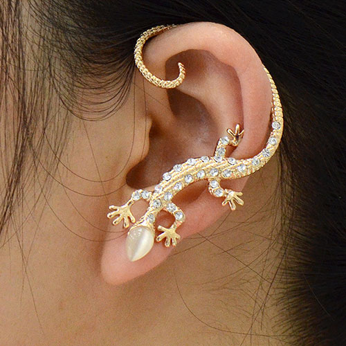Rose Gold Lizard Ear Cuff Clip On Earring