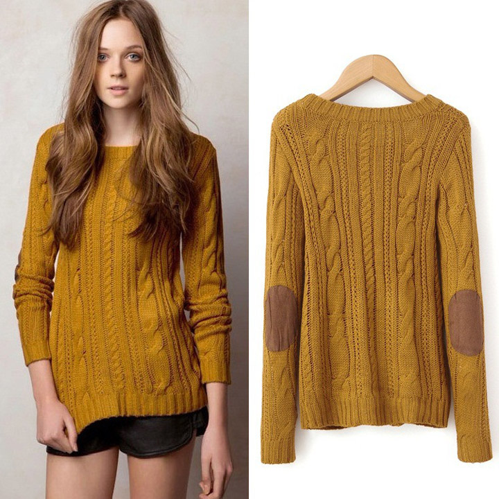 Women's Retro Twist Weave Long Sleeve Knitting Shirt Sweater