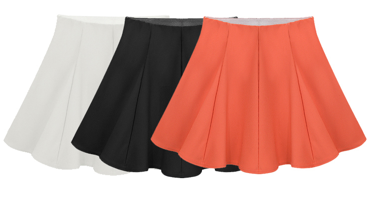 Fashion Short Skirts Ol Ladies High Waist Solid Color Umbrella Skirt