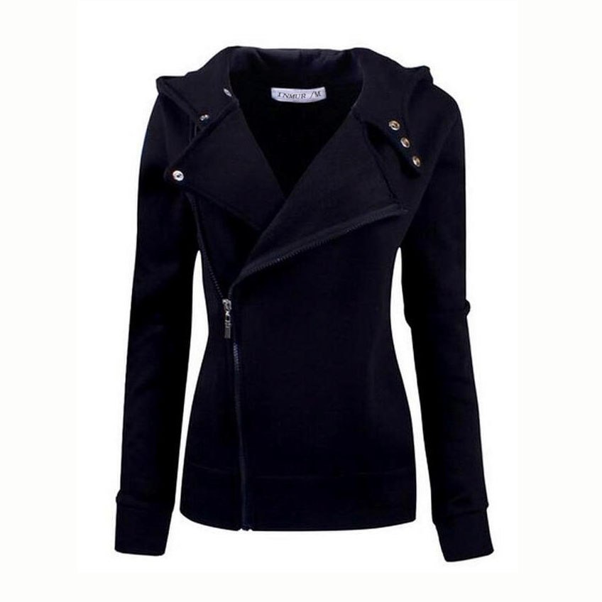 Autumn Black Color Wide Lapel Zip-front Jacket（wt22110501）