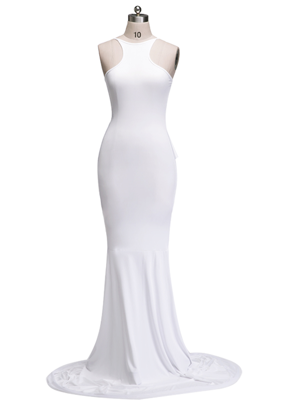 Backless Off-shoulder Fishtail Mermaid Wedding Long Maxi Dress
