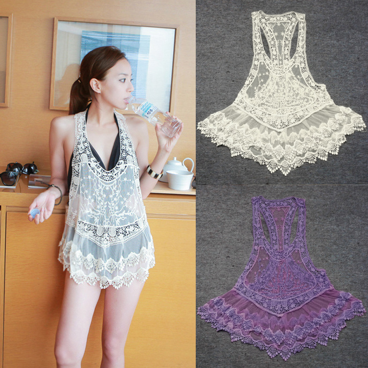 Lace Crochet Hollow Bikini Cover Dress