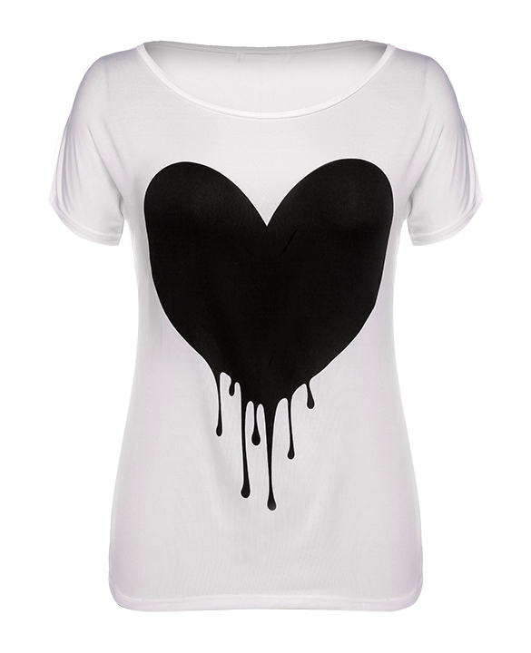 Batwing Heart Print Blouse T-shirt