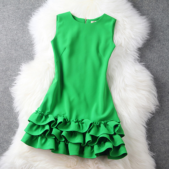 Flouncing Sleeveless Chiffon Mini Summer Dress
