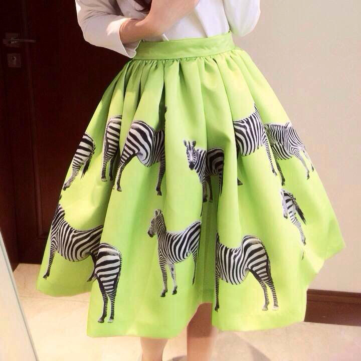 Zebra Print Pleated Mini Skirt