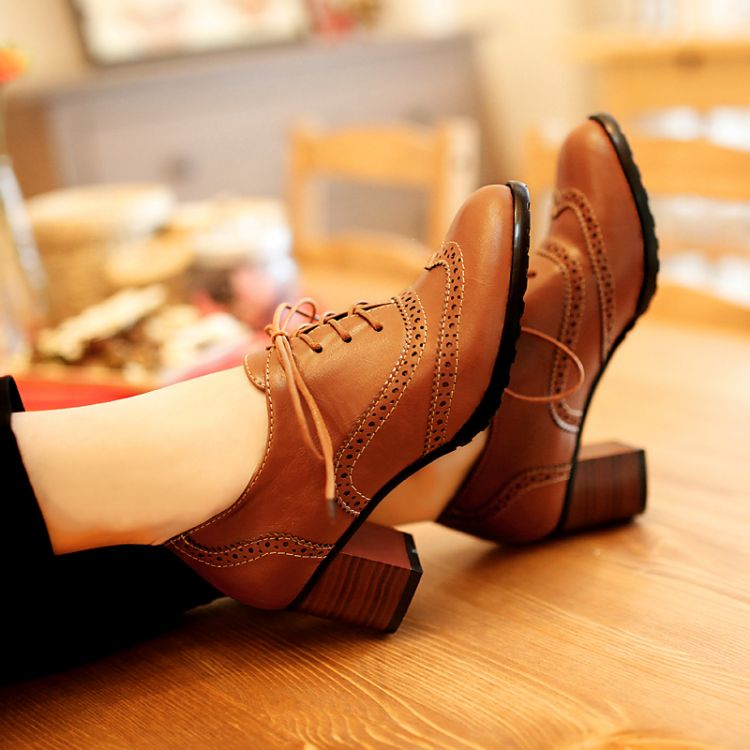 Mensg Fashion Retro British Ankle Round Toe Lace Up Oxfords Shoes Black