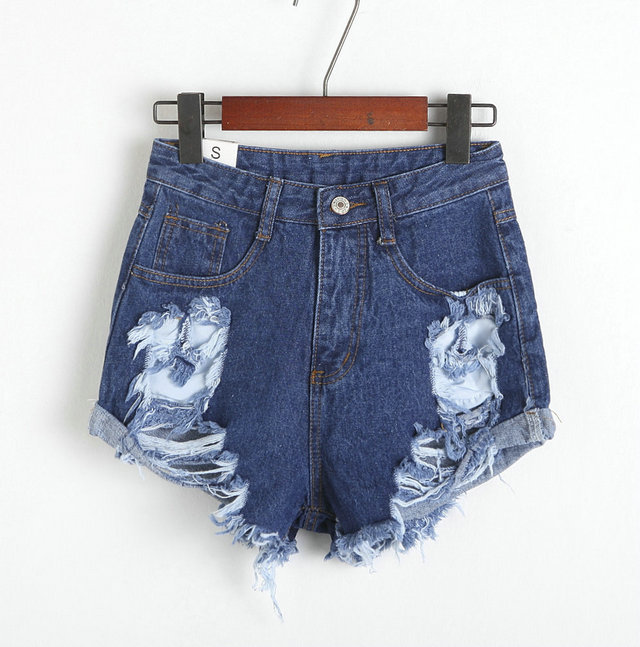 High Waisted Distressed Jean Shorts Featuring Frayed Hem