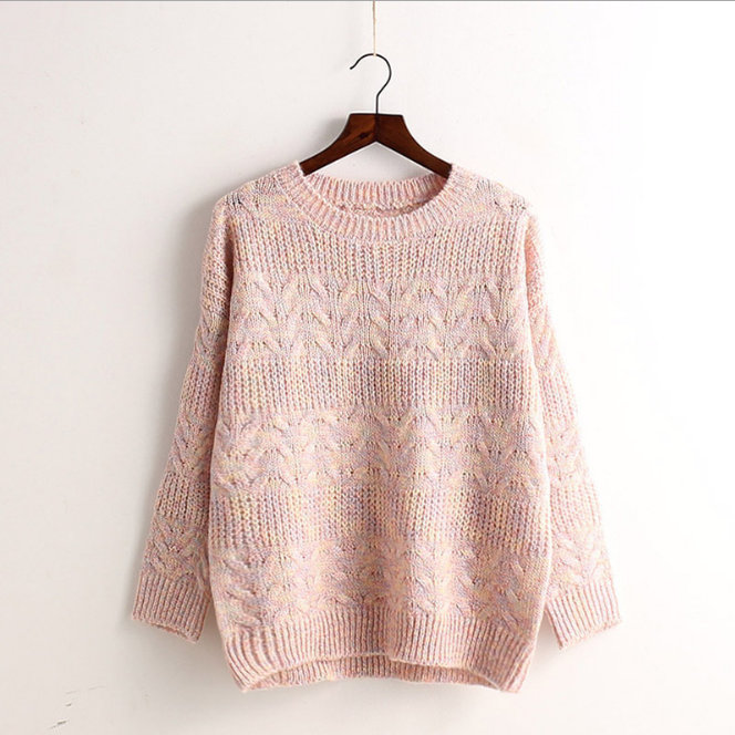 Colored Knit Pullover Scoop Sweet Sweater