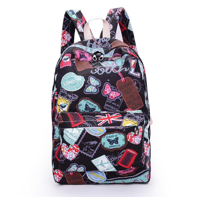 Seller Print Backpack Canvas School Travel Bag on Luulla