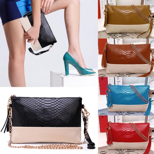 Women Synthetic Leather Tassel Bag Clutch Bags Day Shoulder Messenger Bag