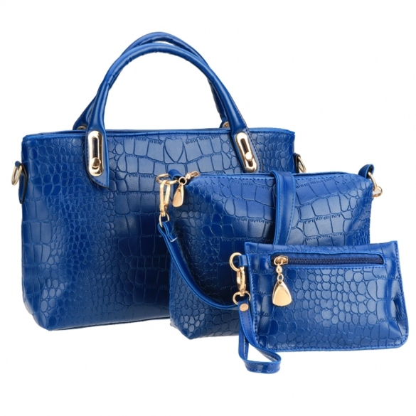 Fashion Women Synthetic Leather Satchel Handbag Shoulder Bag Clutch 3pcs Casual Party Bag