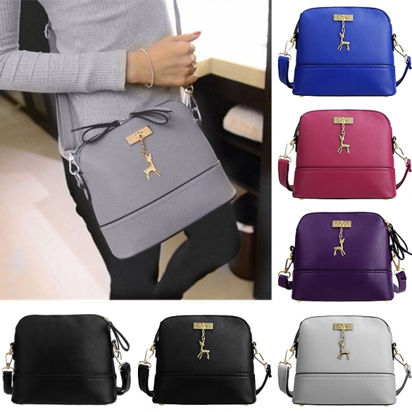 Women Fashion Synthetic Leather Small Solid Handbag Cross Body Shoulder Bags