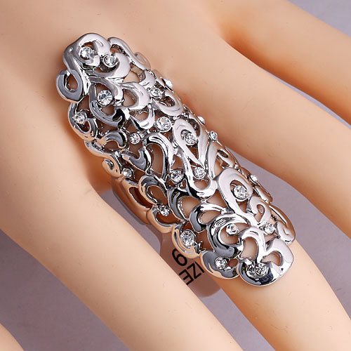 European And American Foreign Trade Big Flowers Long Punk Hollow Ring