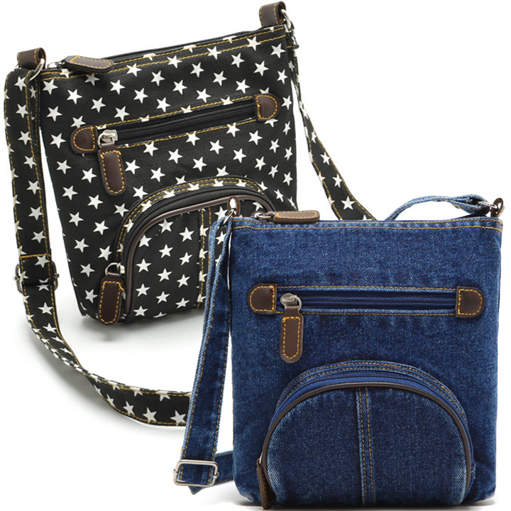 Unisex Women Blue Denim Shoulder Bag Jean Purse Vintage Cross Bag Handbag
