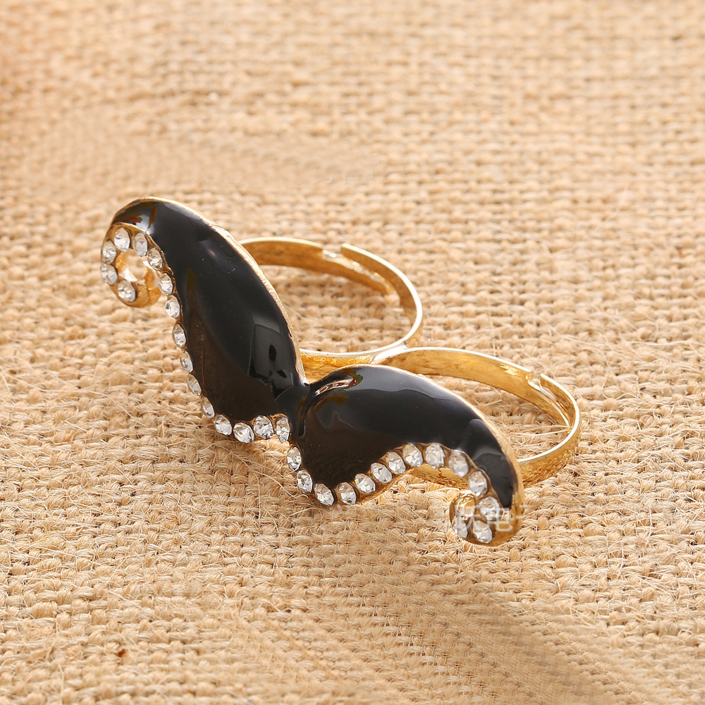 Double Ring Opening Ring Beard Adjustable Ring（black）
