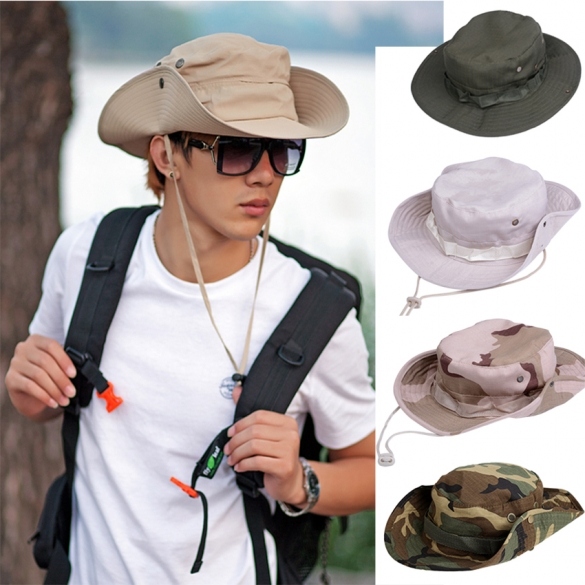 Fishing Hiking Boonie Snap Brim Military Bucket Sun Hat Cap Woodland Camo