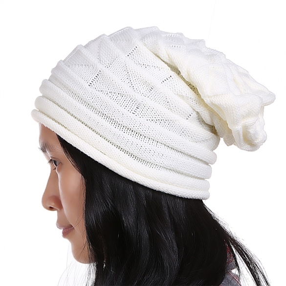 European Style Autumn Winter Fashion Unisex Knit Crochet Solid Warm Baggy Beanie Hat Oversized Slouch Cap