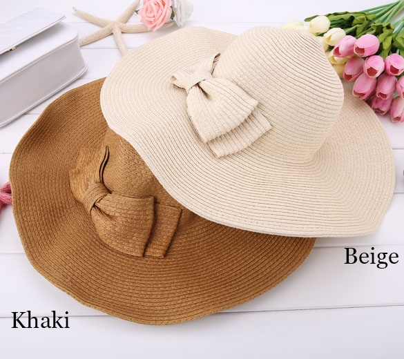 Wide Brim Straw Hat , Beach Hat With Ribbon