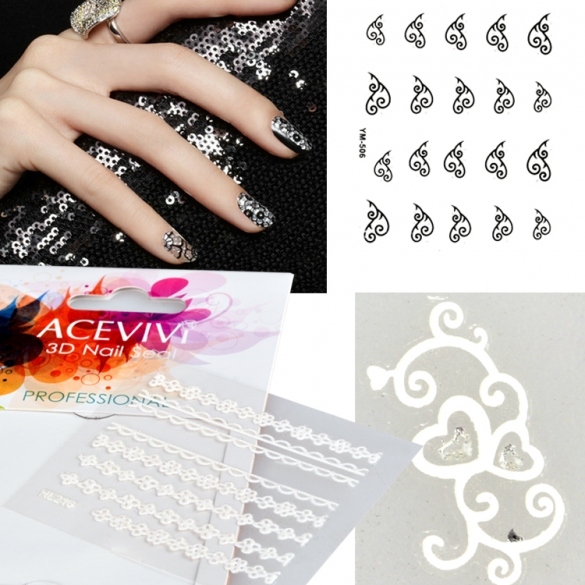 Acevivi Fashion Women Professional Nail Care 3d Flower Nail Art??manicure Fingernail Wraps Sticker Sheet