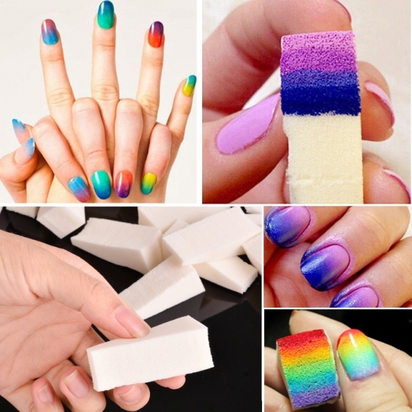 100 Pcs New Fashion Nail Art Sponge Transfer Kit Nail Sponge Clean