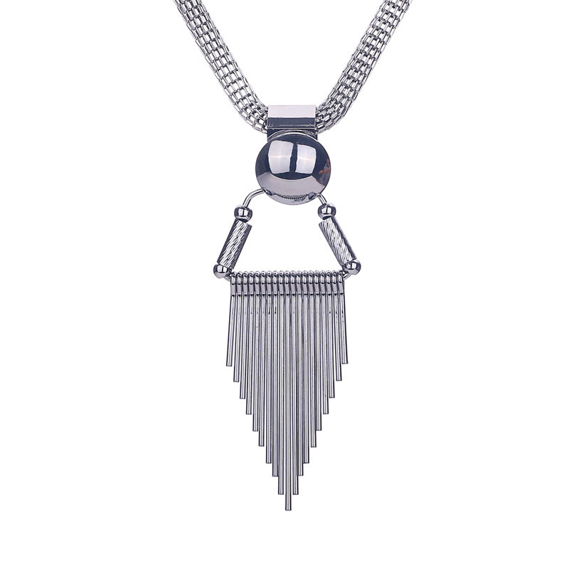 Europe Exaggerated Female Punk Style Alloy Tassel Necklace