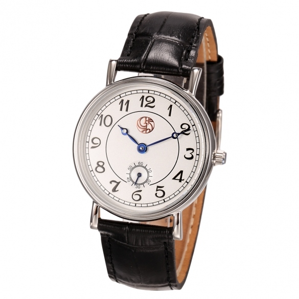 Men Fashion Leather Watchband Large Dial Analog Mechanical Automatic Steel Wrist Watch