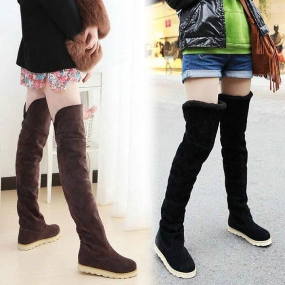 Fashion Women's 2 Colors Over The Knee Flat Heel Warm Autumn Winter Long Boots Size 38-40