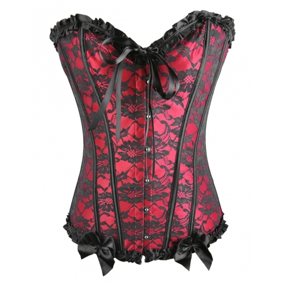 On Clearance Women's Wedding Lingerie Lace Floral Corset Bustier Shaper Corset with G-string