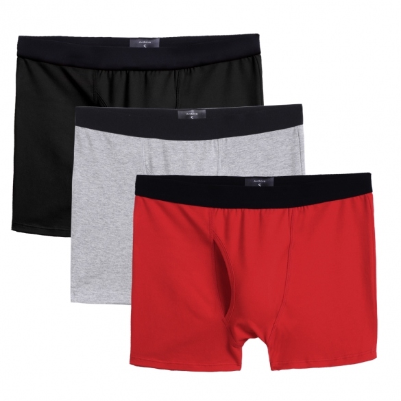 Avidlove Fashion 3pcs Men's Cotton Stretch Boxer Brief Double Crotch Stretch Underwear