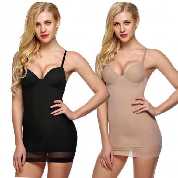 On Clearance Ekouaer Women Sexy Padded Body Shaper Slim Underbust Shaperwear Tummy Control Sleeveless Strap Dress