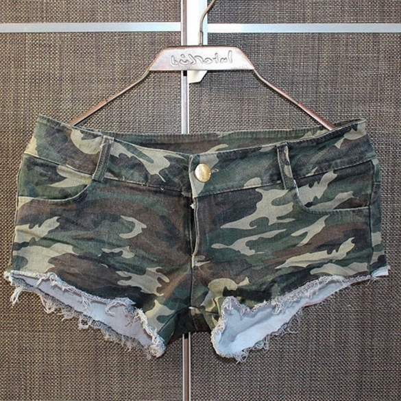 Sexy Women Pants Denim Low Waist Daisy Dukes Camouflage Jeans Short Shorts
