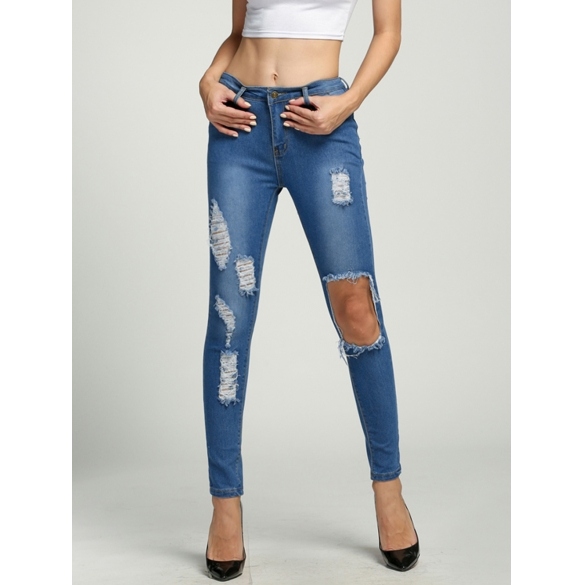 Jeans with square holes 2025