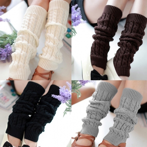 Women's Knit Crochet Winter Leg Warmer Socks