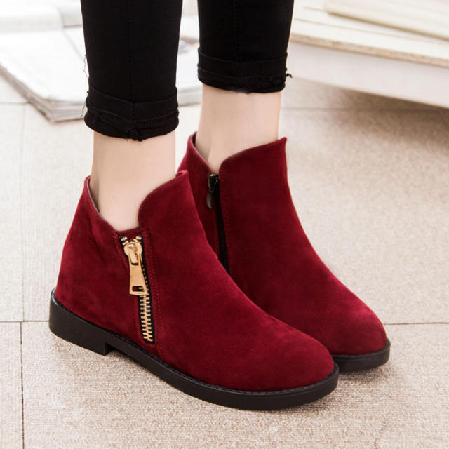 Winter Thicken Side Zippers Flat Ankle Boots