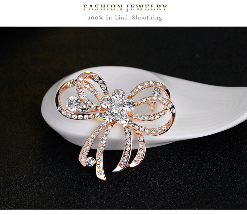 Korean fashion fresh diamond bow brooch