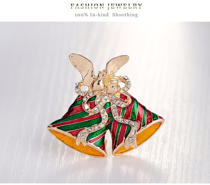 KC Gold Diamond Christmas bell Brooch