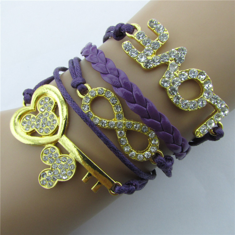 Crystal Mickey Key Love Multilayer Bracelet