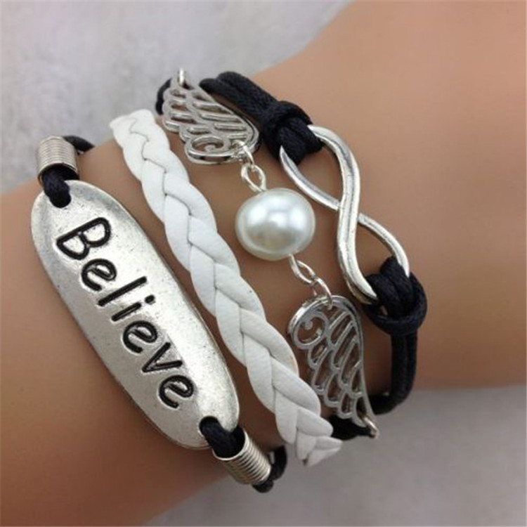 Believe Angel's Wings Multilayer Woven Bracelet