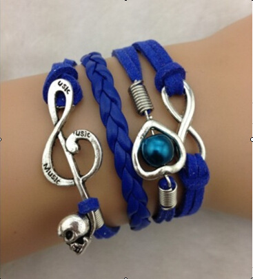 Heart Music Note Fashion Multilayer Woven Bracelet