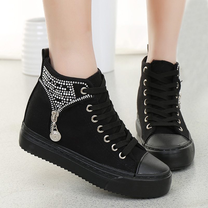 Crystal Zipper Decorate High Top Sneakers on Luulla