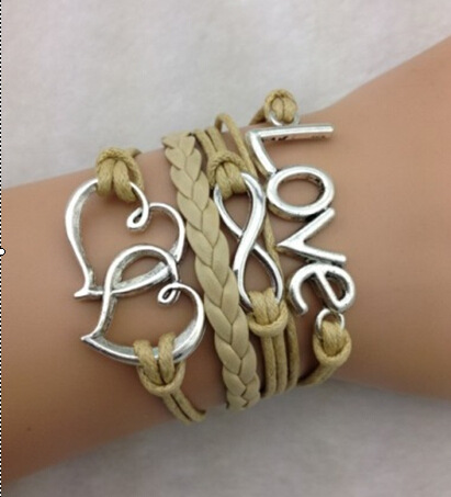 Love Heart Leather Cord Bracelet