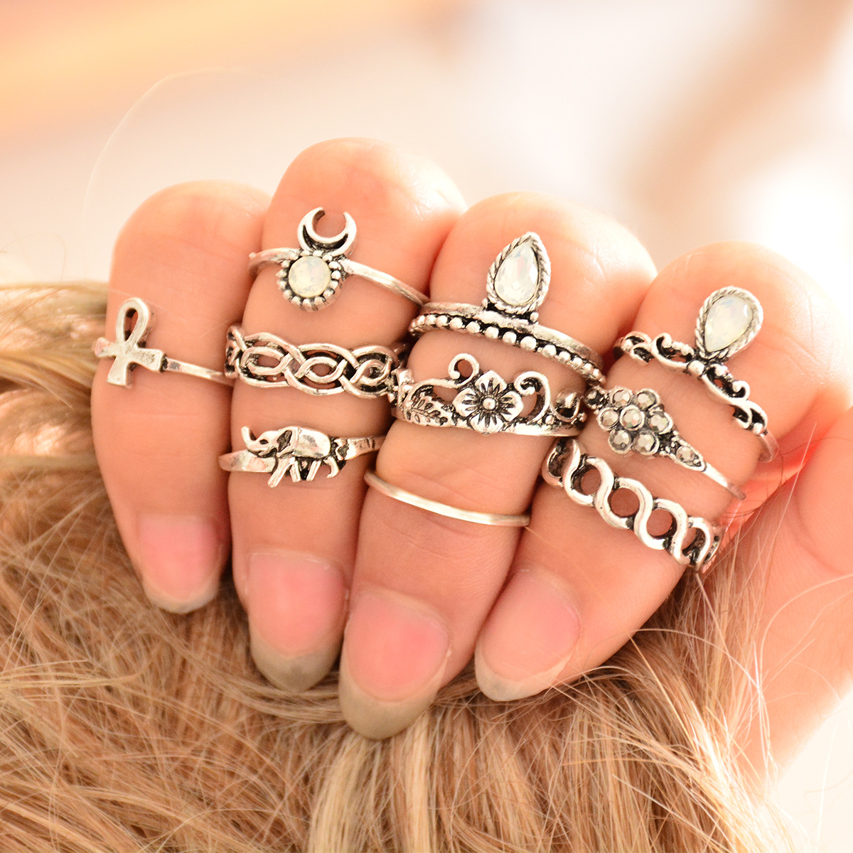 Personality Crystal Combination Suit Rings