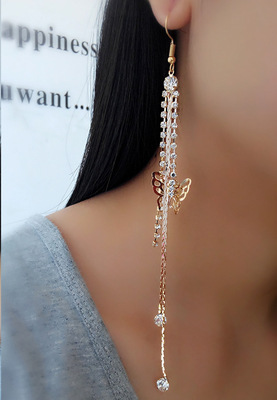 Exaggerated Crystal Tassels Party Earrings